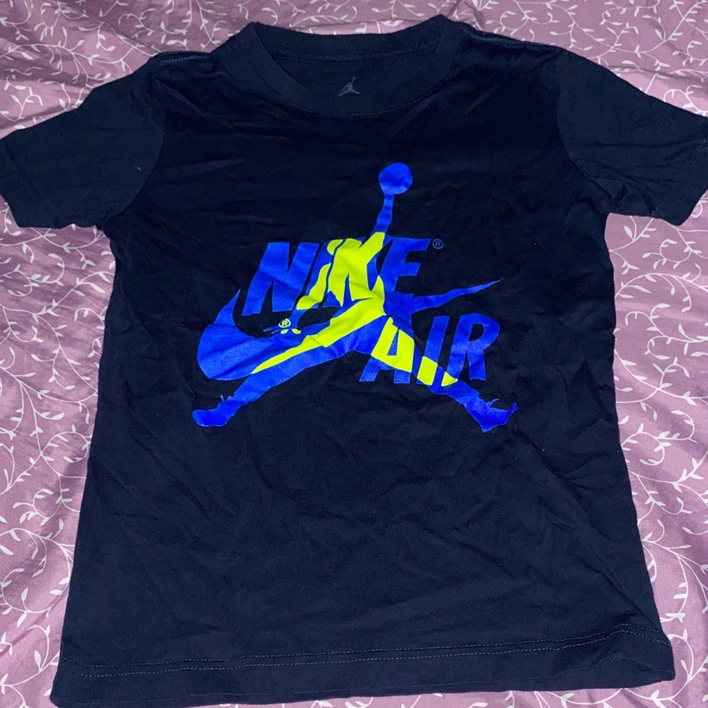 Nike Black T-Shirt with Blue and Yellow Air Logo